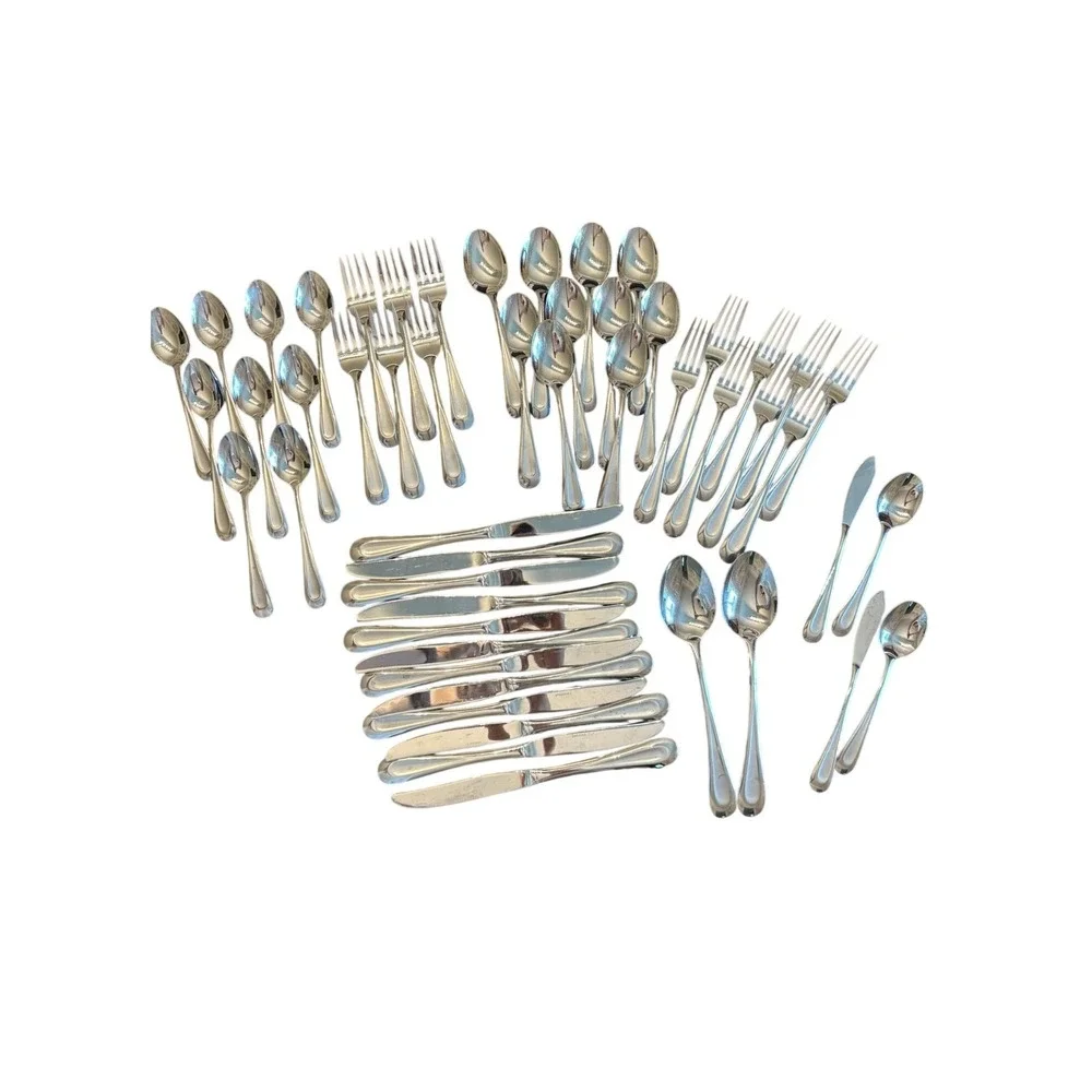 Oneida Flatware Set 51pc Silver Satin Sand Dune Stainless Steel Contemporary